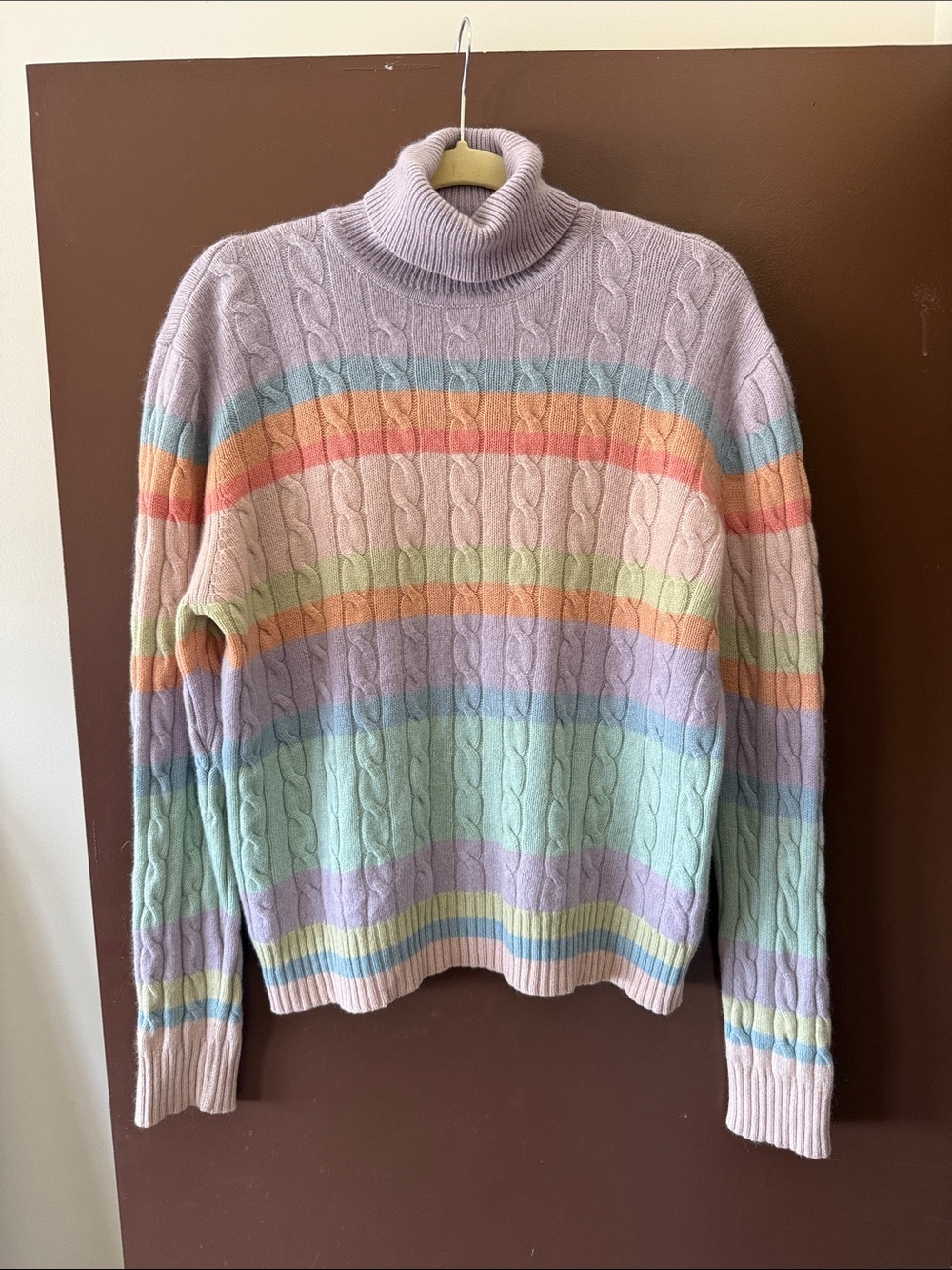 EUC MARCONI 100% 2-Ply Cashmere Striped Colorful Sweater